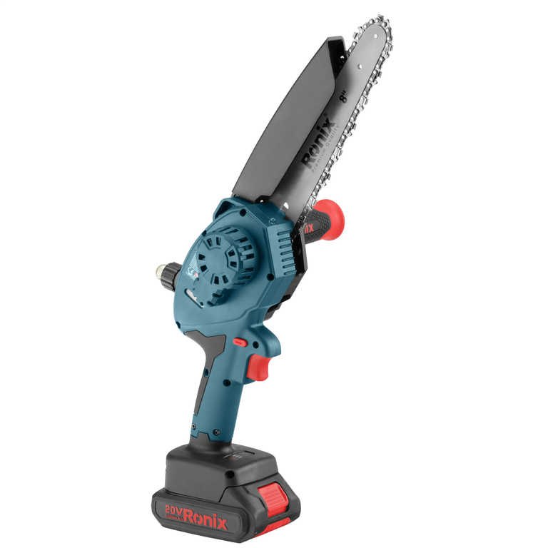 اره زنجیری شارژی ۲۰ سانت براش‌لس ۲۰ ولت رونیکس مدل ۸۶۵۸